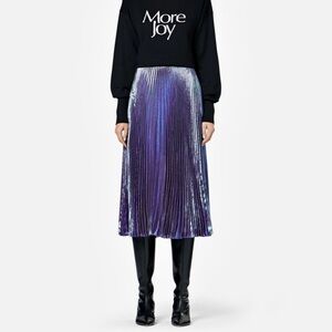 CHRISTOPHER KANE pleated skirt plisse purple midi holidays party waist 13in